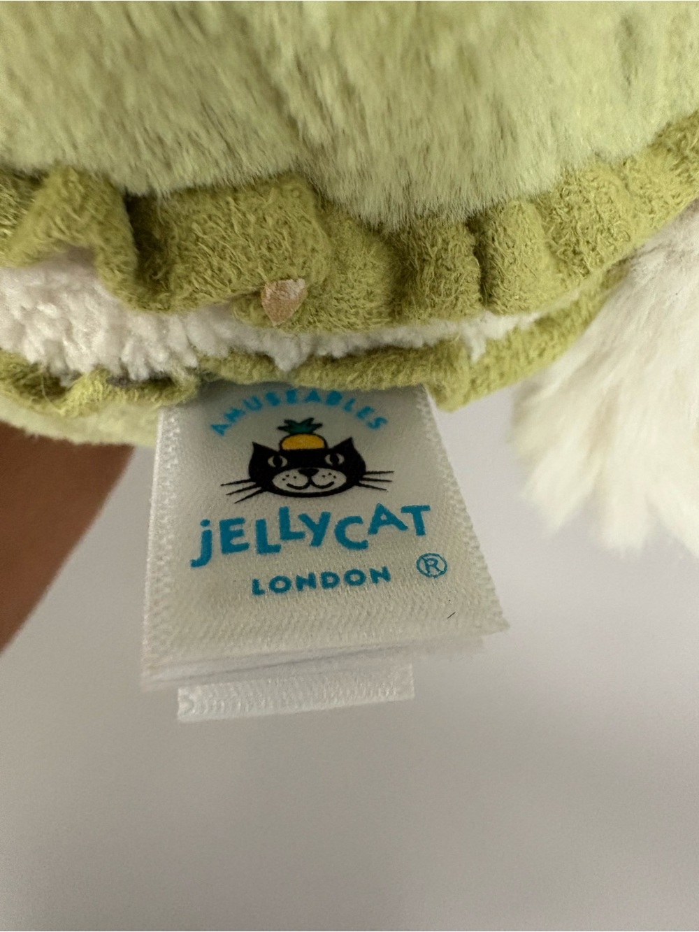 Retired Jellycat Dainty Desert Green Bunny Macaroon Plush with Ruffle - Picture 3 of 4